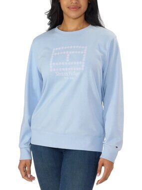 Tommy Hilfiger Women's Long Sleeve Crewneck Sweatshirt Light Blue Size XXL (New)